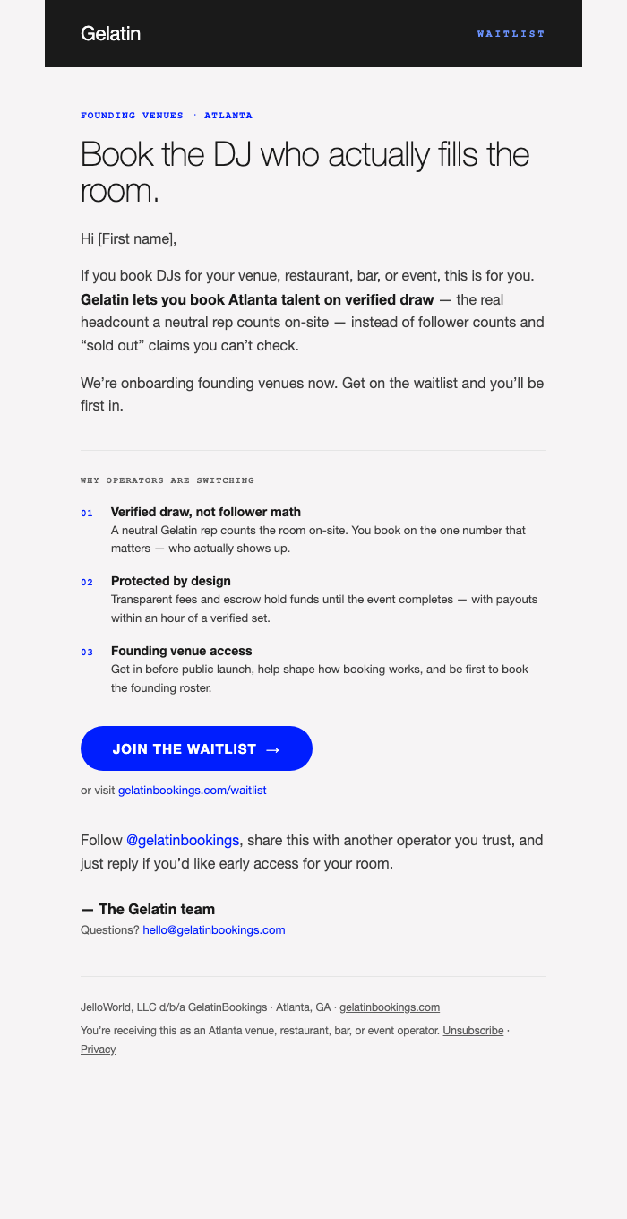 A Gelatin lifecycle email